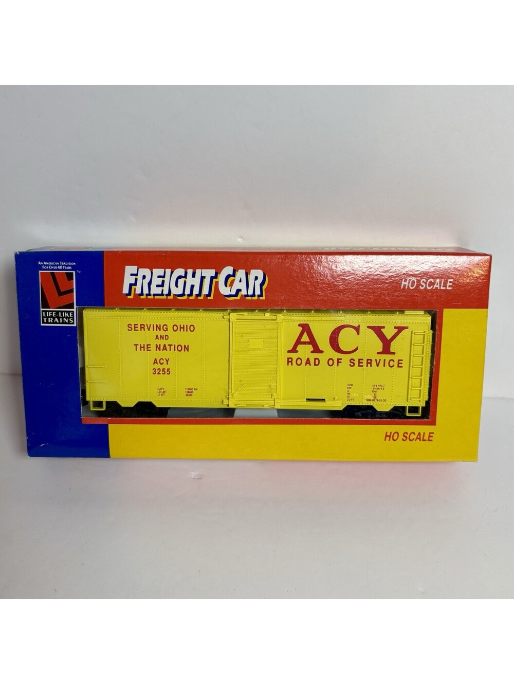 HO Scale LIFE-LIKE #8577 40' BOX CAR ACY #3255 YELLOW New Open Box